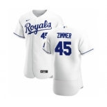 Men's  Nike Kansas City Royals #45 Kyle Zimmer White Home 2020 Authentic Player Baseball Jersey