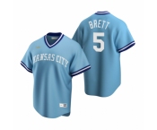 Men's Nike Kansas City Royals #5 George Brett Light Blue Cooperstown Collection Road Stitched Baseball Jersey