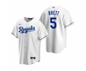 Men's Nike Kansas City Royals #5 George Brett White Home Stitched Baseball Jersey