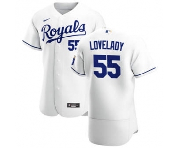 Men's Nike Kansas City Royals #55 Richard Lovelady White Home 2020 Authentic Player Baseball Jersey