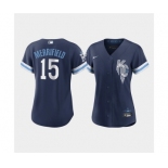 Women's Kansas City Royals #15 Whit Merrifield 2022 Navy City Connect Cool Base Stitched Jersey