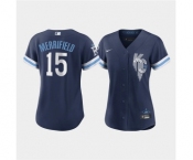 Women's Kansas City Royals #15 Whit Merrifield 2022 Navy City Connect Cool Base Stitched Jersey