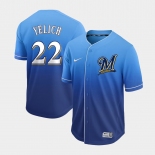 Men Nike Milwaukee Brewers #22 Christian Yelich Blue Drift Fashion MLB Jersey