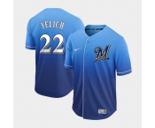 Men Nike Milwaukee Brewers #22 Christian Yelich Blue Drift Fashion MLB Jersey