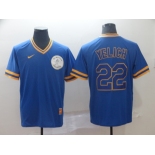 Men Nike Milwaukee Brewers #22 Christian Yelich  Blue M&N MLB Jersey