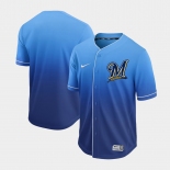 Men Nike Milwaukee Brewers Blank Blue Drift Fashion MLB Jersey