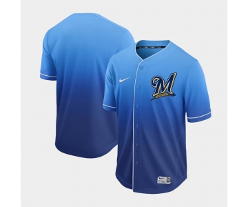 Men Nike Milwaukee Brewers Blank Blue Drift Fashion MLB Jersey