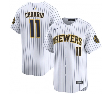 Men's Milwaukee Brewers #11 Jackson Chourio White 2024 Alternate Limited Stitched Baseball Jersey