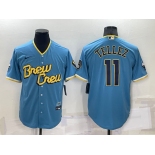 Men's Milwaukee Brewers #11 Rowdy Tellez Blue 2022 City Connect Cool Base Stitched Jersey