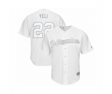 Men's Milwaukee Brewers #22 Christian Yelich Yeli Authentic White 2019 Players Weekend Baseball Jersey