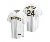 Men's Milwaukee Brewers #24 Andrew McCutchen White Cool Base Stitched Jersey