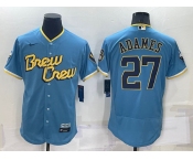 Men's Milwaukee Brewers #27 Willy Adames 2022 Powder Blue City Connect Flex Base Stitched Jersey