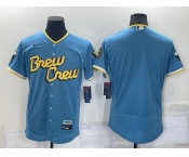 Men's Milwaukee Brewers Blank Number Blue 2022 City Connect Flex Base Stitched Jersey