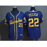 Men's Nike Brewers #22 Christian Yelich Royal Baseball 2020 Flexbase Jersey