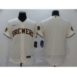 Men's Nike Brewers Blank Cream 2020 Baseball Flexbase Jersey