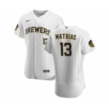 Men's Nike Milwaukee Brewers #13 Mark Mathias White Home 2020 Authentic Player Baseball Jersey