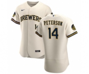 Men's Nike Milwaukee Brewers #14 Jace Peterson Cream Home 2020 Authentic Player Baseball Jersey