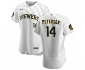 Men's Nike Milwaukee Brewers #14 Jace Peterson White Home 2020 Authentic Player Baseball Jersey