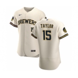 Men's Nike Milwaukee Brewers #15 Tyrone Taylor Cream Home 2020 Authentic Player Baseball Jersey