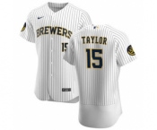 Men's Nike Milwaukee Brewers #15 Tyrone Taylor White Home 2020 Authentic Player Baseball Jersey