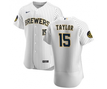 Men's Nike Milwaukee Brewers #15 Tyrone Taylor White Home 2020 Authentic Player Baseball Jersey