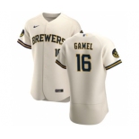 Men's Nike Milwaukee Brewers #16 Ben Gamel Cream Home 2020 Authentic Player Baseball Jersey