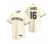 Men's Nike Milwaukee Brewers #16 Ben Gamel Cream Home Stitched Baseball Jersey