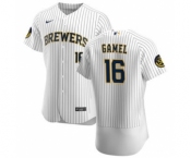 Men's Nike Milwaukee Brewers #16 Ben Gamel White Home 2020 Authentic Player Baseball Jersey