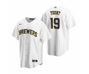 Men's Nike Milwaukee Brewers #19 Robin Yount White Alternate Stitched Baseball Jersey