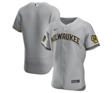 Men's Nike Milwaukee Brewers 2020 Gray Road Authentic Team Baseball Jersey