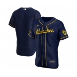 Men's Nike Milwaukee Brewers 2020 Navy Alternate Authentic Team Baseball Jersey