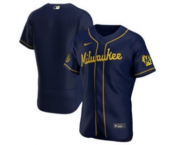 Men's Nike Milwaukee Brewers 2020 Navy Alternate Authentic Team Baseball Jersey