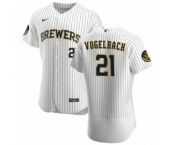 Men's Nike Milwaukee Brewers #21 Daniel Vogelbach White Home 2020 Authentic Player Baseball Jersey