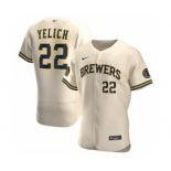 Men's Nike Milwaukee Brewers #22 Christian Yelich 2020 Cream Alternate Authentic Player Baseball Jersey