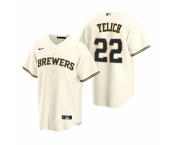 Men's Nike Milwaukee Brewers #22 Christian Yelich Cream Home Stitched Baseball Jersey