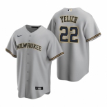 Men's Nike Milwaukee Brewers #22 Christian Yelich Gray Road Stitched Baseball Jersey