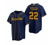 Men's Nike Milwaukee Brewers #22 Christian Yelich Navy Alternate Stitched Baseball Jersey