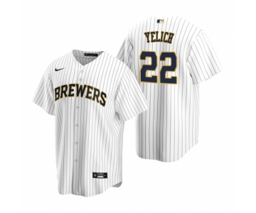 Men's Nike Milwaukee Brewers #22 Christian Yelich White Alternate Stitched Baseball Jersey