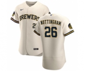 Men's Nike Milwaukee Brewers #26 Jacob Nottingham Cream Home 2020 Authentic Player Baseball Jersey