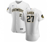 Men's Nike Milwaukee Brewers #27 Eric Lauer White Home 2020 Authentic Player Baseball Jersey