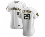 Men's Nike Milwaukee Brewers #29 Josh Lindblom White Home 2020 Authentic Player Baseball Jersey