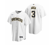 Men's Nike Milwaukee Brewers #3 Orlando Arcia White Alternate Stitched Baseball Jersey