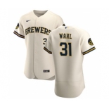 Men's Nike Milwaukee Brewers #31 Bobby Wahl Cream Home 2020 Authentic Player Baseball Jersey