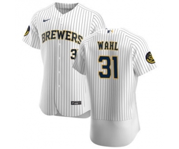 Men's Nike Milwaukee Brewers #31 Bobby Wahl White Home 2020 Authentic Player Baseball Jersey