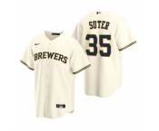 Men's Nike Milwaukee Brewers #35 Brent Suter Cream Home Stitched Baseball Jersey