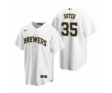 Men's Nike Milwaukee Brewers #35 Brent Suter White Alternate Stitched Baseball Jersey