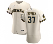 Men's Nike Milwaukee Brewers #37 Adrian Houser Cream Home 2020 Authentic Player Baseball Jersey