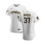 Men's Nike Milwaukee Brewers #37 Adrian Houser White Home 2020 Authentic Player Baseball Jersey