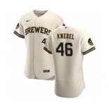 Men's Nike Milwaukee Brewers #46 Corey Knebel Cream Home 2020 Authentic Player Baseball Jersey