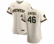 Men's Nike Milwaukee Brewers #46 Corey Knebel Cream Home 2020 Authentic Player Baseball Jersey